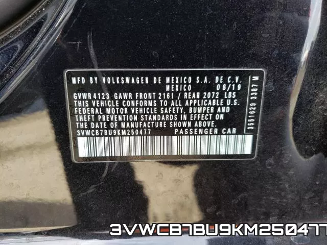 3VWCB7BU9KM250477 фото 2