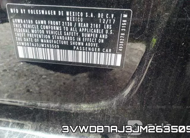 3VWDB7AJ3JM263509 фото 9