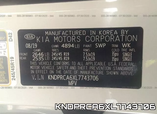 KNDPRCA6XL7743706 фото 10