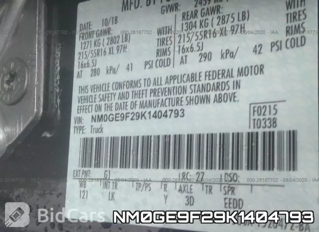 NM0GE9F29K1404793 фото 9