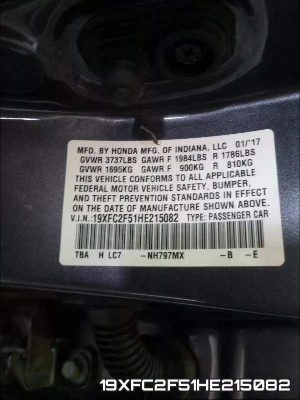 19XFC2F51HE215082 фото 2