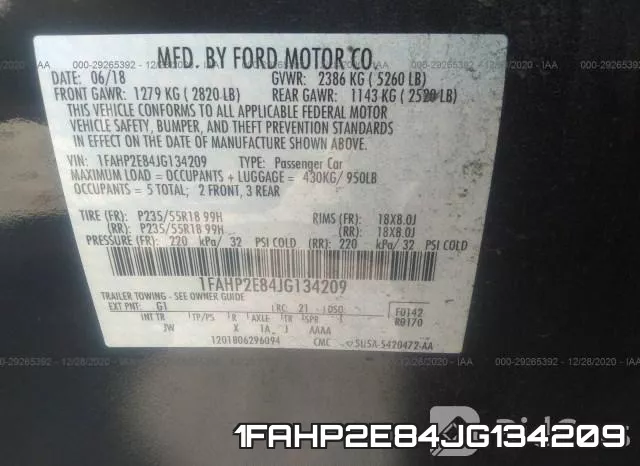 1FAHP2E84JG134209 фото 8