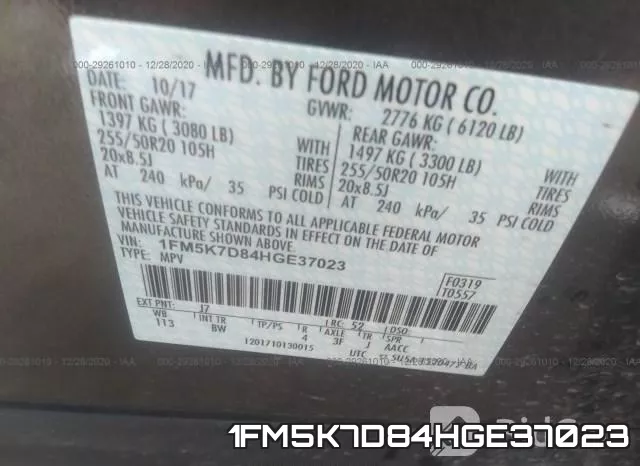 1FM5K7D84HGE37023 фото 10