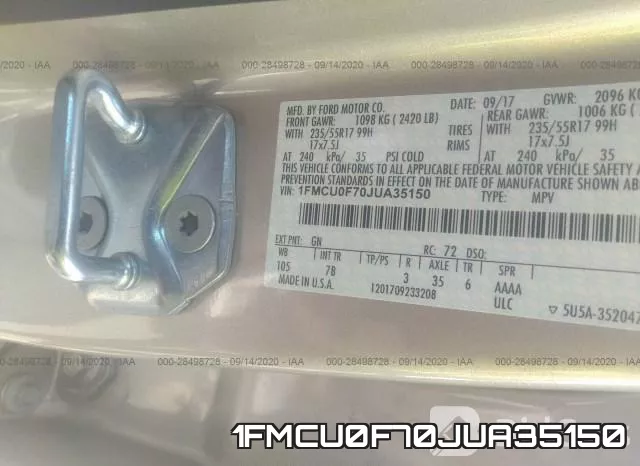 1FMCU0F70JUA35150 фото 9