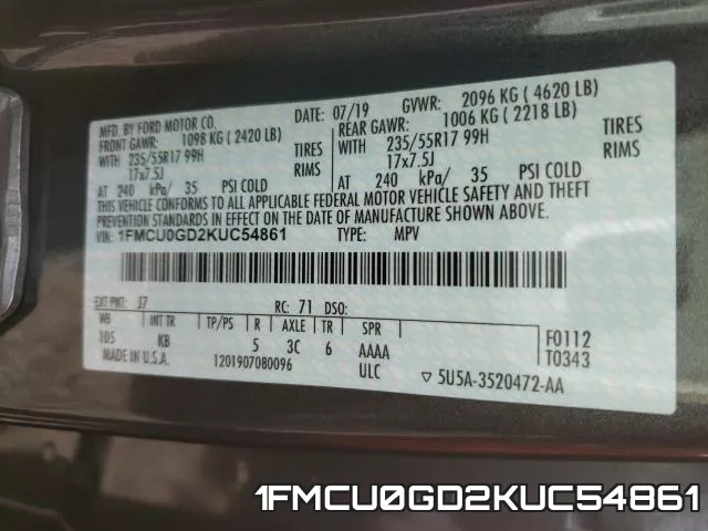 1FMCU0GD2KUC54861 фото 2
