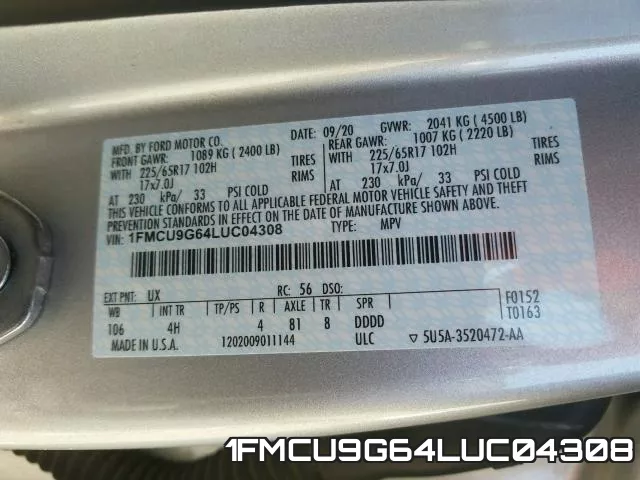 1FMCU9G64LUC04308 фото 2