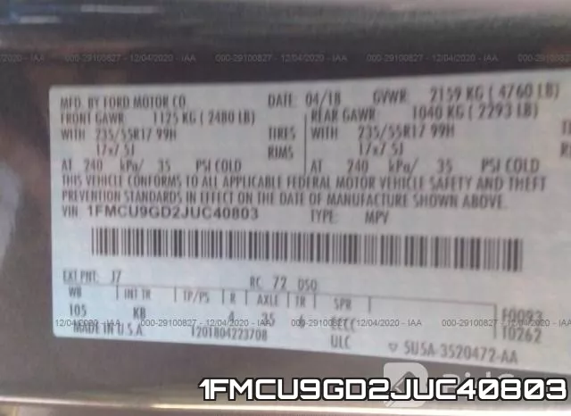 1FMCU9GD2JUC40803 фото 10
