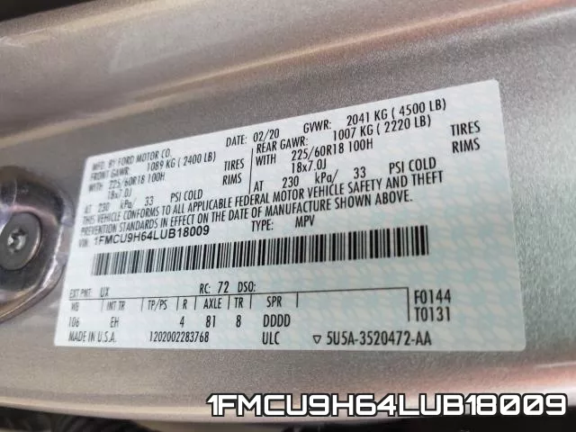 1FMCU9H64LUB18009 фото 2