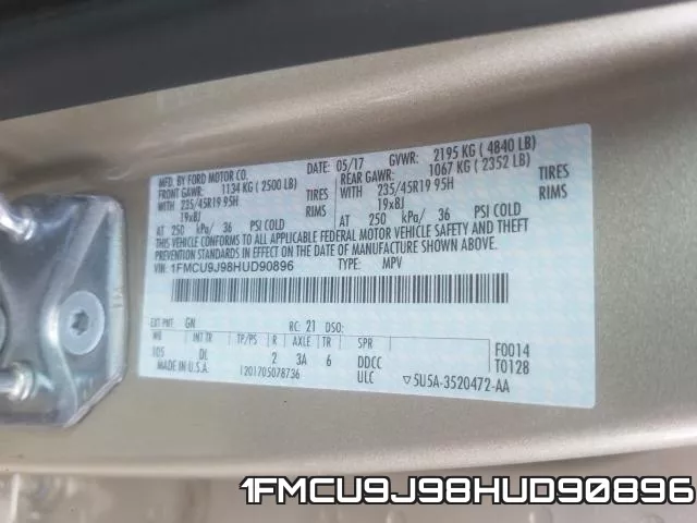 1FMCU9J98HUD90896 фото 2