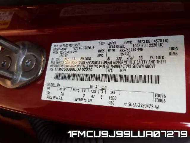 1FMCU9J99LUA07279 фото 2