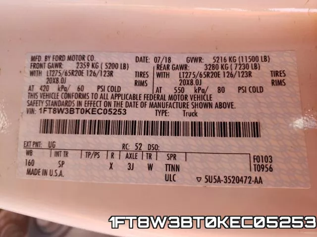 1FT8W3BT0KEC05253 фото 2