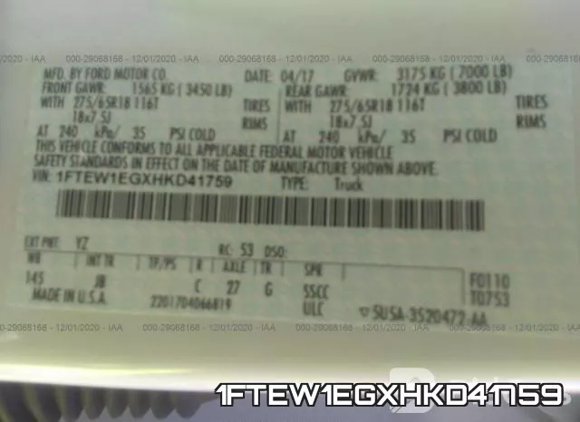 1FTEW1EGXHKD41759 фото 9