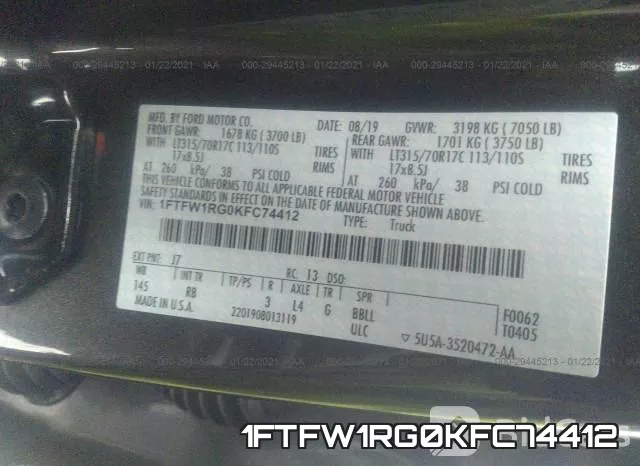 1FTFW1RG0KFC74412 фото 10