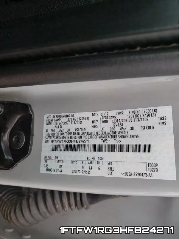 1FTFW1RG3HFB24271 фото 2