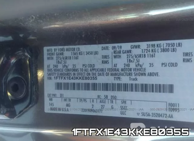 1FTFX1E43KKE80355 фото 10