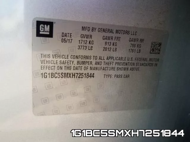 1G1BC5SMXH7251844 фото 2