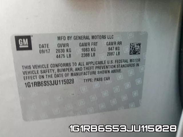 1G1RB6S53JU115028 фото 2