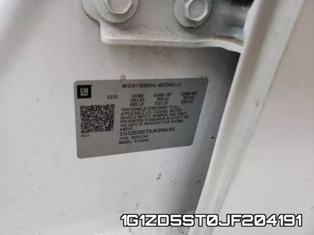 1G1ZD5ST0JF204191 фото 2