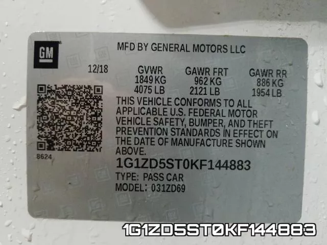 1G1ZD5ST0KF144883 фото 2