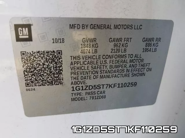1G1ZD5ST7KF110259 фото 2