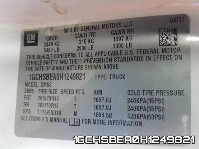 1GCHSBEA0H1249821 фото 2