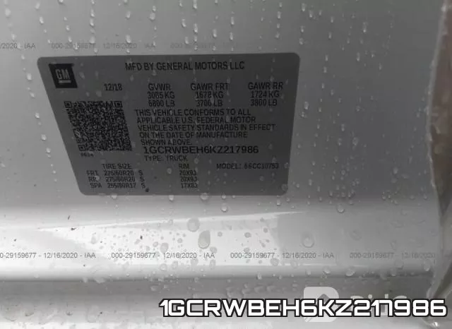 1GCRWBEH6KZ217986 фото 9
