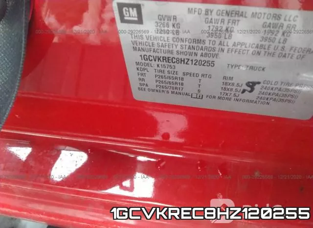 1GCVKREC8HZ120255 фото 10