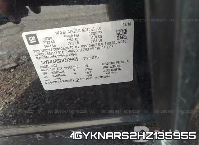1GYKNARS2HZ135955 фото 10