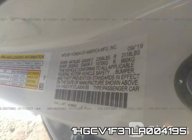 1HGCV1F37LA004195 фото 10