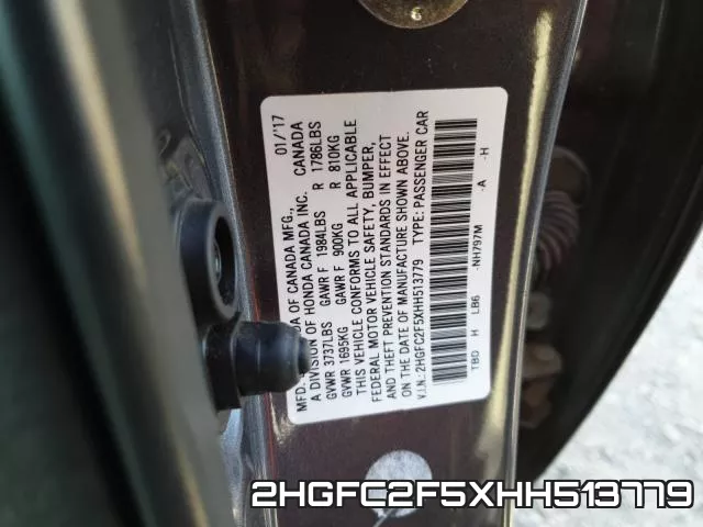 2HGFC2F5XHH513779 фото 2