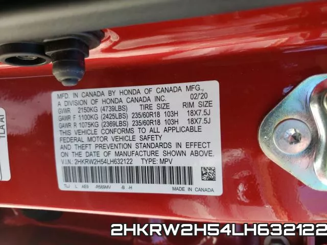 2HKRW2H54LH632122 фото 2