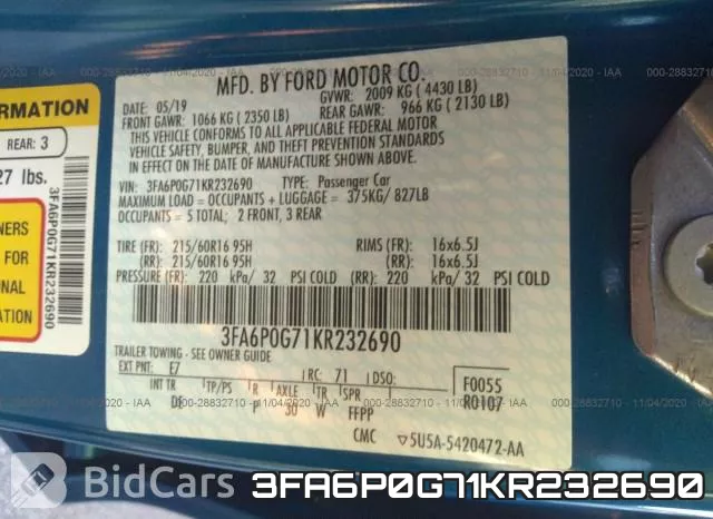 3FA6P0G71KR232690 фото 9