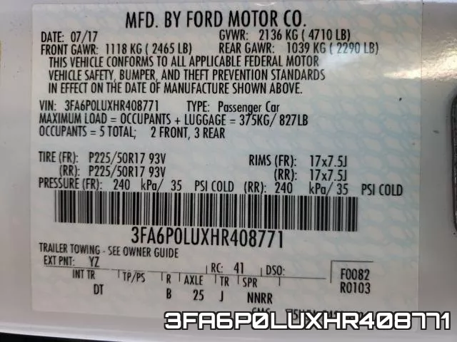 3FA6P0LUXHR408771 фото 2