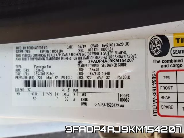 3FADP4AJ9KM154207 фото 2