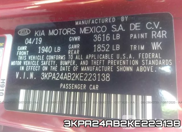 3KPA24AB2KE223138 фото 9