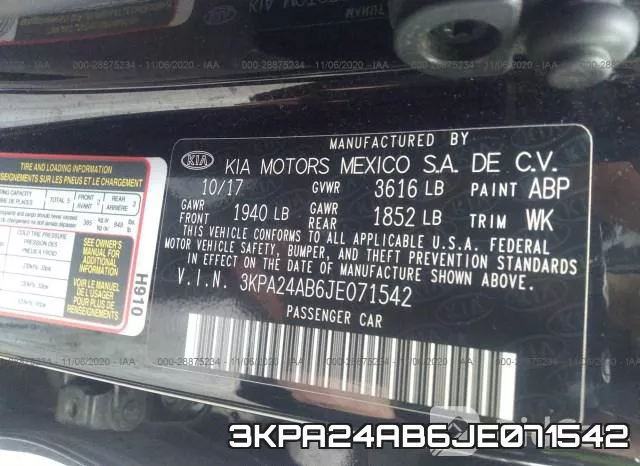 3KPA24AB6JE071542 фото 10
