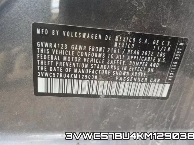 3VWC57BU4KM129038 фото 2