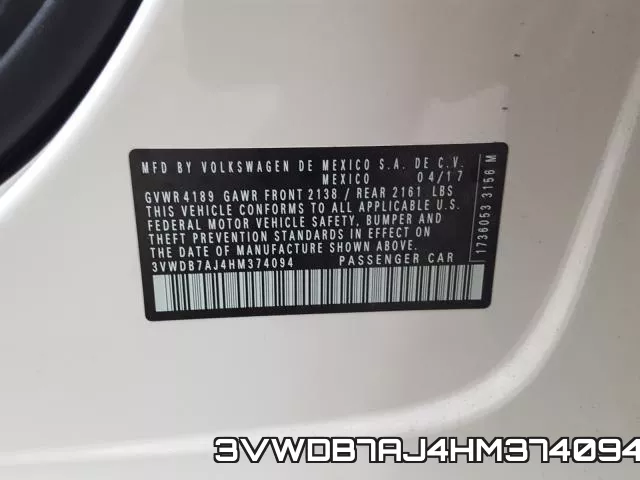 3VWDB7AJ4HM374094 фото 2
