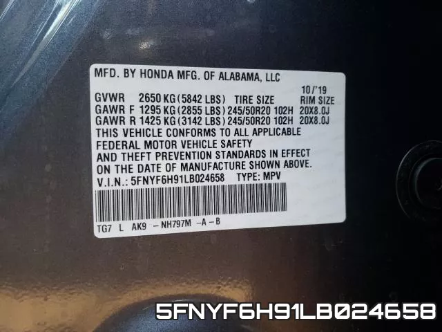 5FNYF6H91LB024658 фото 2