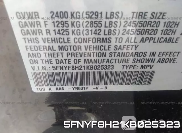 5FNYF8H21KB025323 фото 10