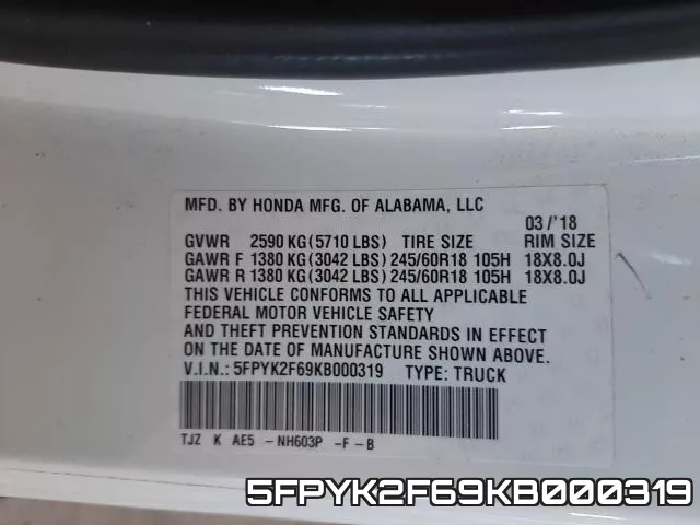 5FPYK2F69KB000319 фото 2