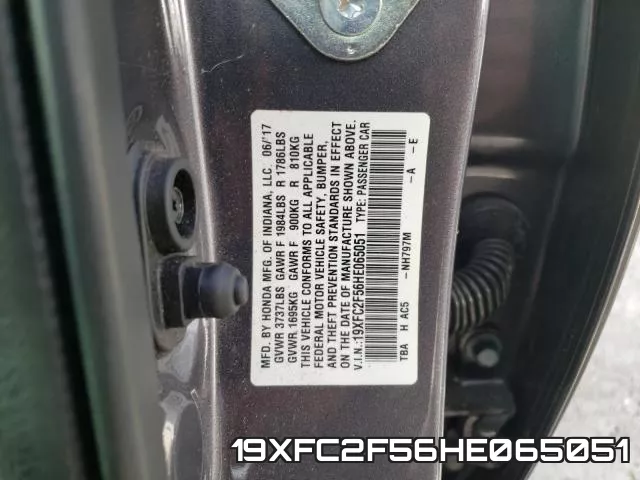 19XFC2F56HE065051 фото 2