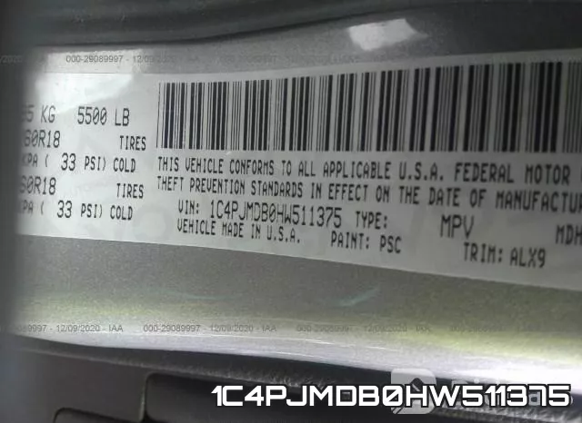 1C4PJMDB0HW511375 фото 10