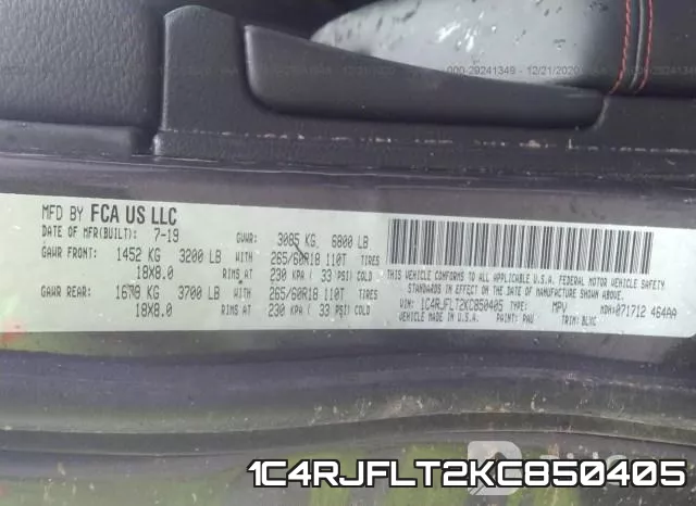 1C4RJFLT2KC850405 фото 10