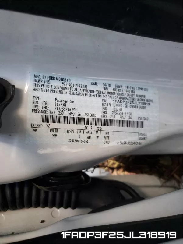 1FADP3F25JL318919 фото 2