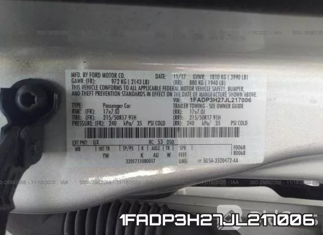 1FADP3H27JL217006 фото 9