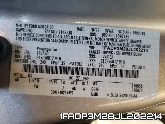 1FADP3M28JL202214 фото 2
