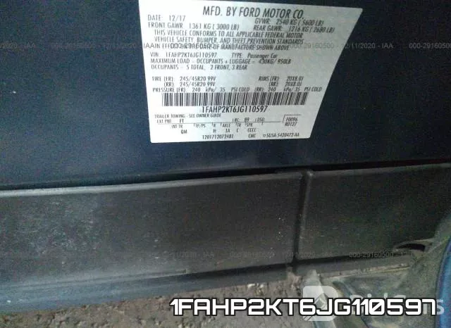 1FAHP2KT6JG110597 фото 9