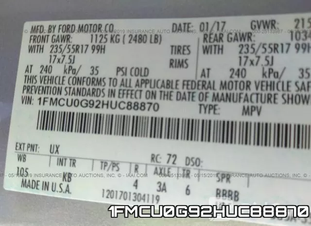1FMCU0G92HUC88870 фото 10