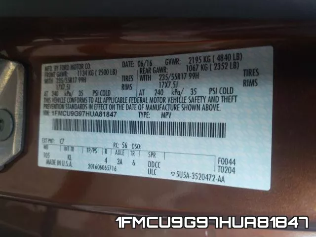 1FMCU9G97HUA81847 фото 2
